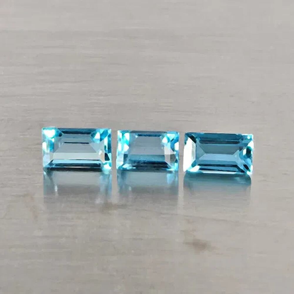 Natural Blue Topaz 1.30ct 3pc Baguette 5.2x3mm